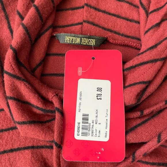 Peyton Jensen Women's Top Abby Hoodie Tunic Red/Black Stripes Size‎ S - Picture 7 of 7
